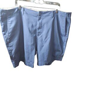 George Mens Blue Flat-Front Chino Shorts Size 46 Cotton Blend